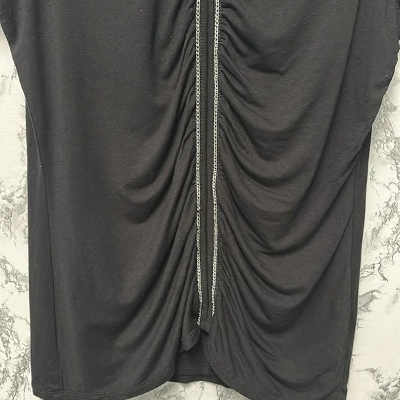 Colleen Lopez Women’s Black Short Sleeves V Neck Top Size L - Picture 3 of 9
